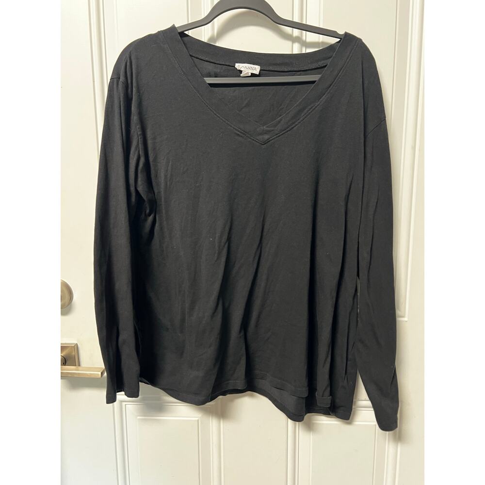 Loanna Black Knit Top Shirt Blouse Women's Plus Size 1X Short Sleeve Minimalist